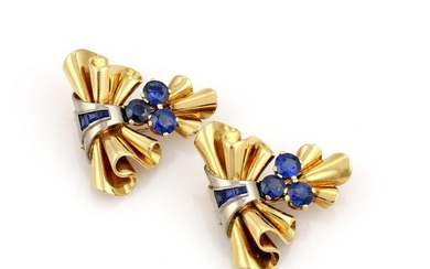 Retro Ribbon Clips with 6cts of Sapphire
