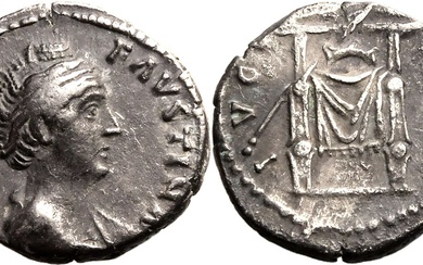 Roman Empire Diva Faustina I (wife of Antoninus Pius) AD 141 AR Denarius Very fine