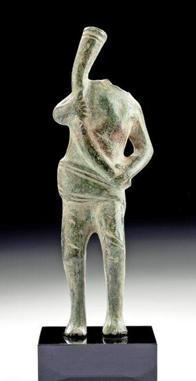 Roman Leaded Bronze Standing Figure w/ Large Horn