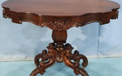 Rosewood rococo turtle top parlor table