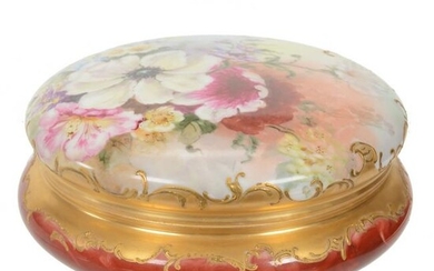 Round Covered Box, Marked Limoges