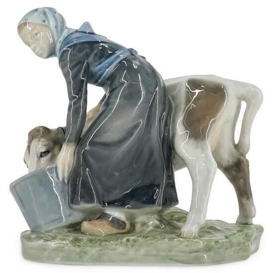 Royal Copenhagen Maiden And Cow Porcelain Figure