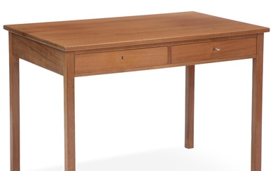 Rud. Rasmussen Cabinetmakers A free-standing Cuban mahogany desk. Front with two drawers...