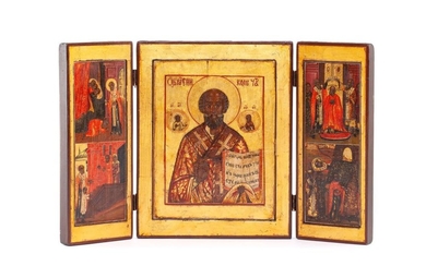 Russia, St. Nicholas the Miracle Worker and scenes from his life, Icon, First half 19th Century