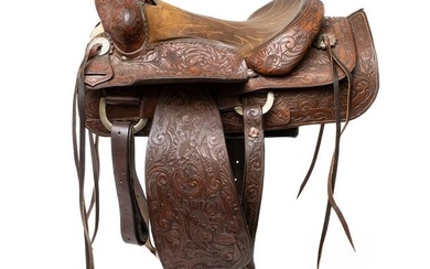 Ryon 15.5" Saddle Hand tooled leather Western Style