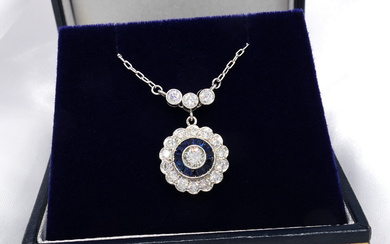 SAPPHIRE & DIAMOND platinum necklace.