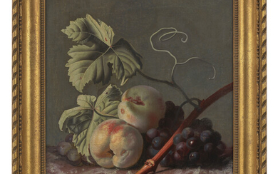 SIMON PIETERSZ. VERELST (THE HAGUE 1644-1721? LONDON) Peaches and grapes on a ledge