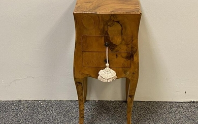 SMALL ITALIAN BURLED MAPLE SIDE TABLE W/ DRAWERS