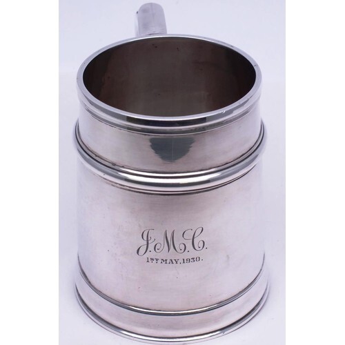 STERLING SILVER TANKARD 1929 PAIRPOINT BROTHER LONDON 373g, ...