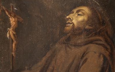 San Francesco in estasi cm 23x18,5 olio su tavola Attribuito...