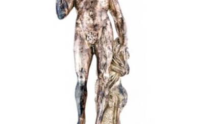 Scultura in bronzo argentato, fine del XIX secolo raffigurante Bacco...