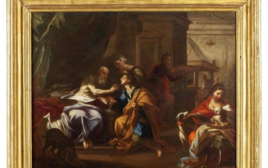 Scuola napoletana sec.XVII "Scena biblica" olio