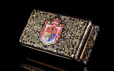 Seltene Golddose mit Wappen des bedeutenden Russischen Fürstengeschlechts des Hauses Galitzin