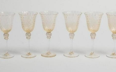 Set of 8 Vintage Venetian Murano Glass Stemware Goblet