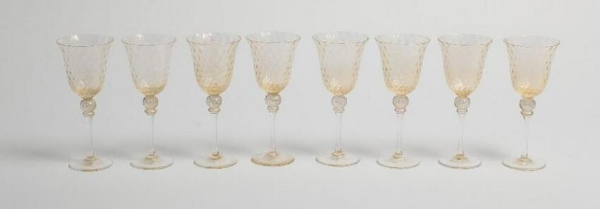 Set of 8 Vintage Venetian Murano Glass Stemware Goblet