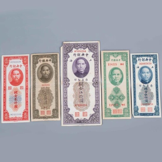 中央银行纸币一组 Set of Central Bank Banknotes