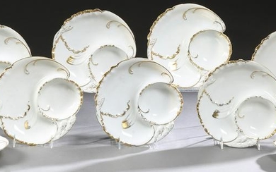 Set of Nine French Limoges Asparagus Plates, early 20th