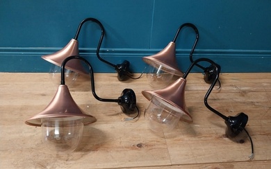 Set of four good quality copper and metal swan neck wall lig...