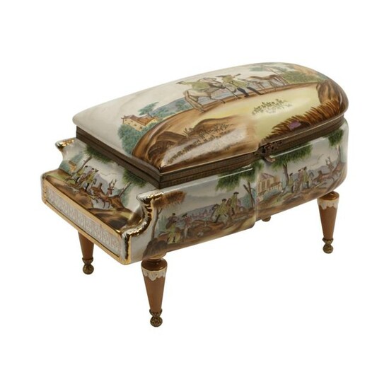 Sevres Style Porcelain Piano Form Box.