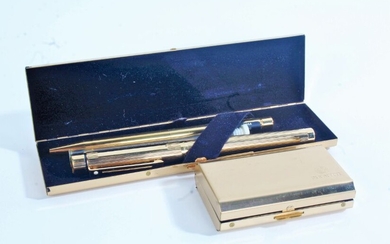 Sheaffer - gold electroplated fountain pen, with 14ct gold nib, an Imperial Brass ballpoint pen, and