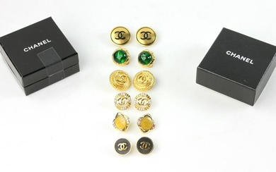 Six Pairs of Chanel Goldtone Earrings