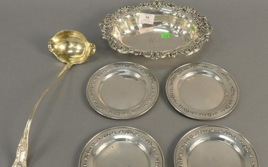 Six piece sterling silver group with oval dish, large