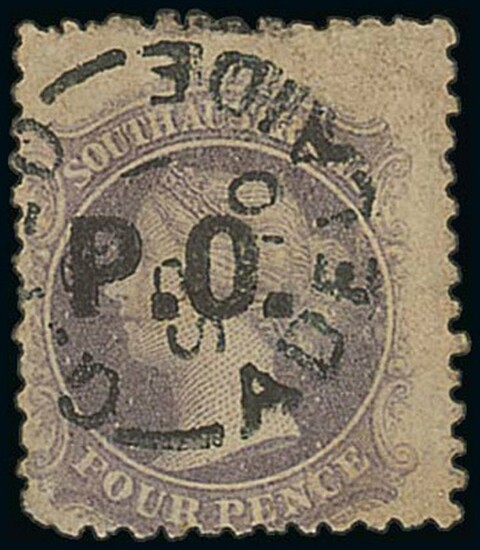 South Australia Departmental Stamps P.O. (Post Office): In black on perf 11½-12½ 4d. dull lilac...