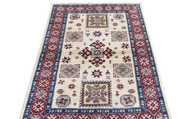 Special Kazak Pure Wool Hand-Knotted Geometric Design