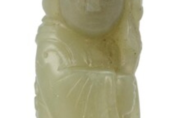 YELLOW JADE FIGURAL CARVING OF A HIGH-RANKING CHINESE...