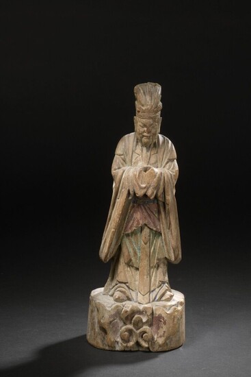 Statuette de dignitaire en bois Chine, XVIIe-XVIIIe... - Lot 34 - Daguerre