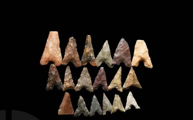 Stone Age Egyptian Flint Arrowhead Group