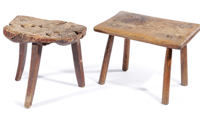 TWO PRIMITIVE COUNTRY STOOLS