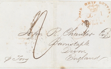 The Toulmin Packet Service Australia to U.K. Voyage 22 1847 (9 Sept.) entire from Bathurst to L...