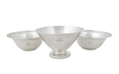 Three American Silver Small Bowls Heights 3 1/8 and 2