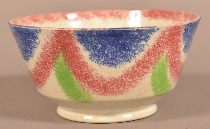 Three Color Spatter Festoon Pattern China Waste Bowl.