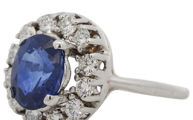 Tiffany & Co 18K White Gold Diamond Sapphire Ring