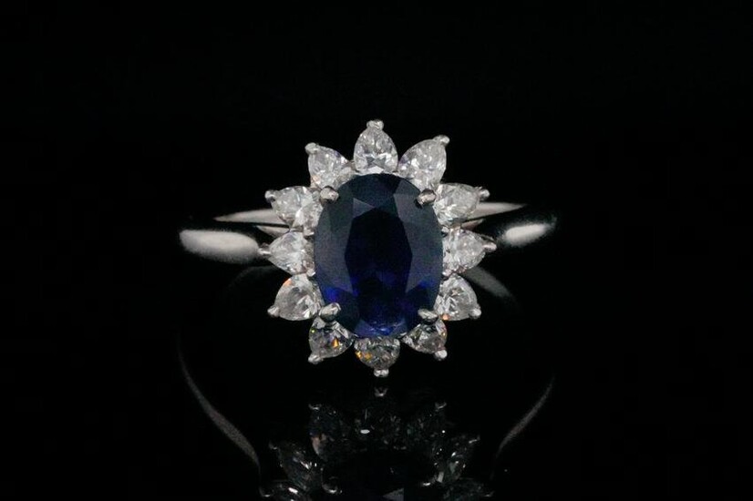Tiffany & Co. 2.75ctw Blue Sapphire and Diamond Ring