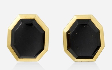 Tiffany & Co., Gold and black onyx earrings