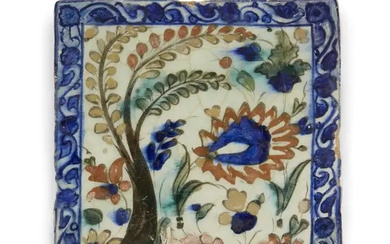 To Be Sold With No Reserve A Kubachi tile with tree Safavid...
