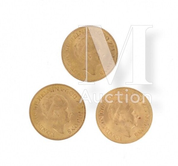 Trois pièces 10 Gulden or