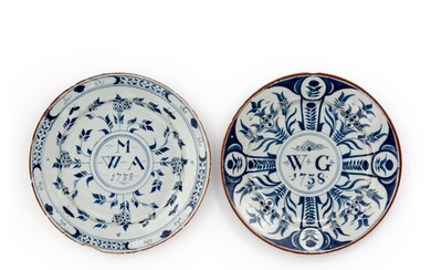 English Delftware Blue and White Plate, dated 1738