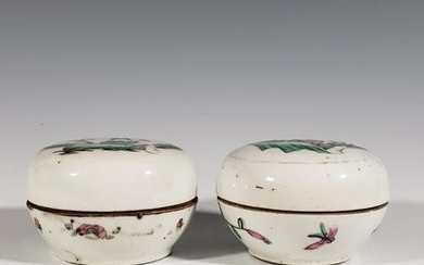 Two Qing Chinese Famille Rose Porcelain Ink Box