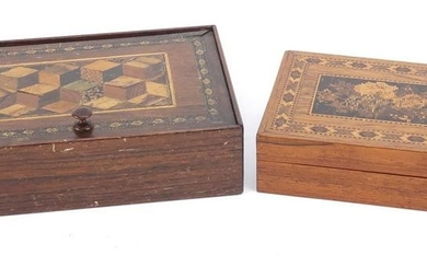 Two Victorian Tunbridge Ware boxes including one with