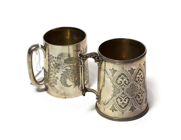 Two Victorian silver christening mugs, one by John Kilpatrick, London...