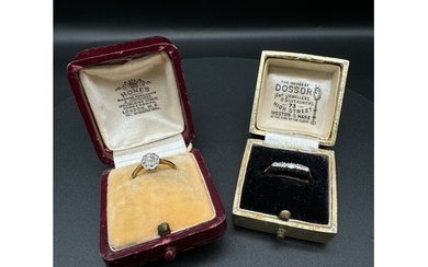 Two Vintage 18ct Yellow Gold & Diamond Rings including Diamo...