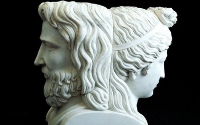 Two-faced Janus sculpture