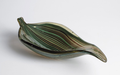 Tyra Lundgren leaf bowl (design, attributed) c. 1936, Venini, Murano, c. 1946 Co...