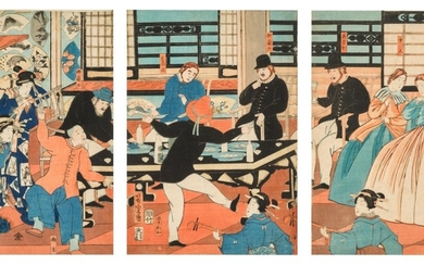 UTAGAWA YOSHITORA, (ACTIVE CIRCA 1836–1887), EDO PERIOD, 19TH CENTURY | FOREIGNERS ENJOYING A PARTY