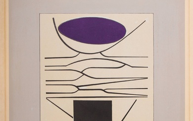 Vasarély, Victor (1908-1997). (Untitled composition). Silkscreen, printed in black, purple...