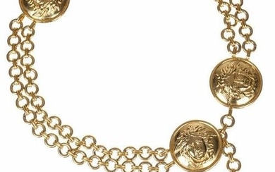 Versace Gold Tone Medusa Chain Belt